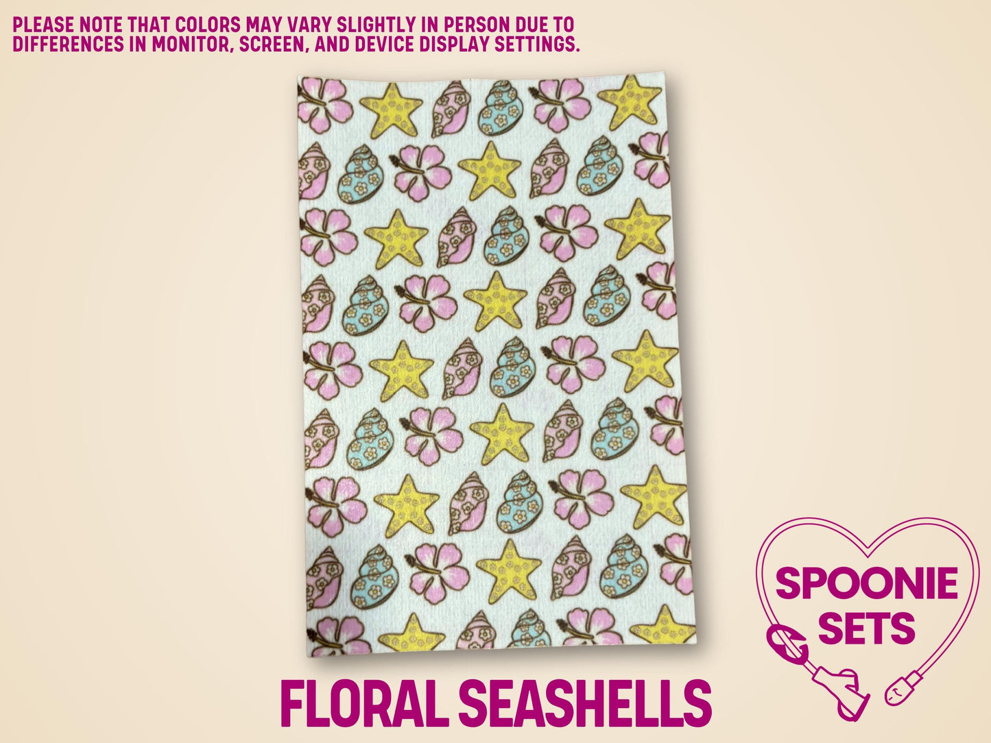 Summer Collection Tubie Tape with floral, seashell, and starfish designs on a white background.