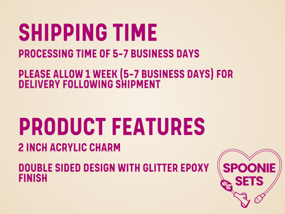 Product information card with shipping time and product features and features on a beige background