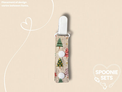 Port Cover - Cream Metallic Christmas Trees for G/GJ/J Feeding Tubes-2-Spoonie Sets