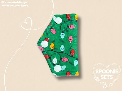 Port Cover - Glitter Rainbow Christmas Lights for G/GJ/J Feeding Tubes-1-Spoonie Sets