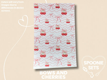 Coquette Tubie Tape: Pink, Purple, Blue, Black, Green Bows - Decorative Feeding Tube Tape-8-TPE-4X6-009-006-Bows & Cherries-4 x 6 Inches-Spoonie Sets