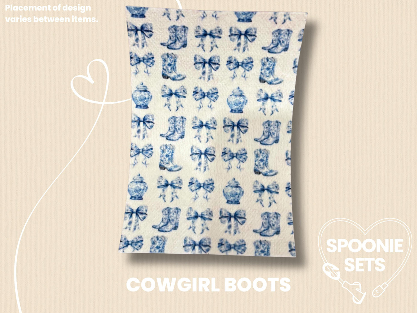 Chinoiserie Tubie Tape: Blue Floral, Cowgirl Boots for NG/NJ Feeding Tube/Central Line-4-TPE-4X6-023-002-Cowgirl Boots-4 x 6 Inches-Spoonie Sets