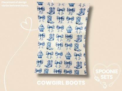Chinoiserie Tubie Tape: Blue Floral, Cowgirl Boots for NG/NJ Feeding Tube/Central Line-4-TPE-4X6-023-002-Cowgirl Boots-4 x 6 Inches-Spoonie Sets