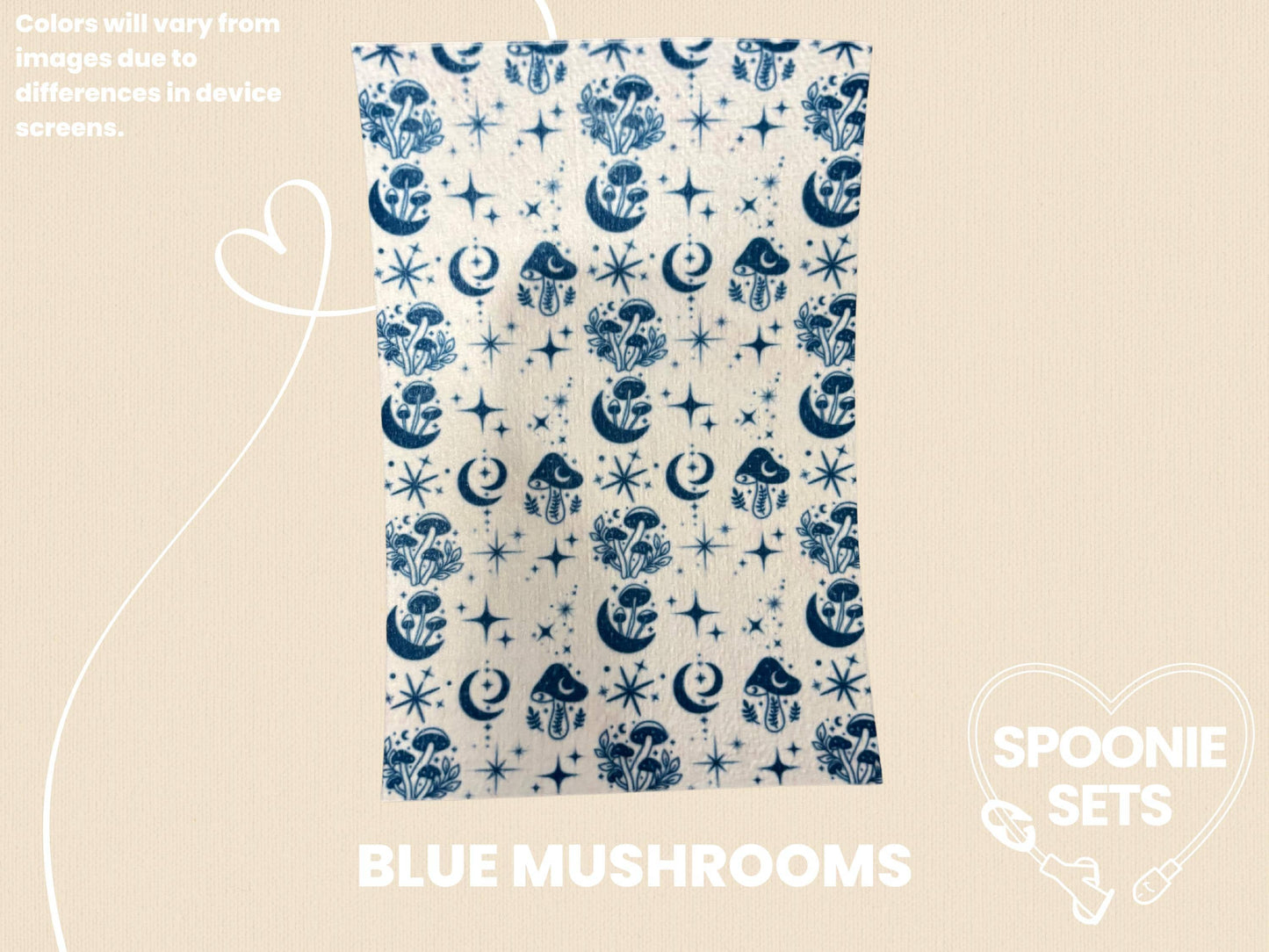 Witchy Tubie Tape: Green Potions, Purple Magic, Blue Mushrooms - Decorative Tape for Feeding Tubes-5-TPE-4X6-026-001-Blue Mushrooms-4 x 6 Inches-Spoonie Sets