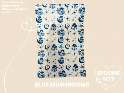 Witchy Tubie Tape: Green Potions, Purple Magic, Blue Mushrooms - Decorative Tape for Feeding Tubes-5-TPE-4X6-026-001-Blue Mushrooms-4 x 6 Inches-Spoonie Sets