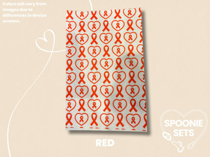 Awareness Ribbon Tubie Tape: Pink, Green, Yellow, Purple, Blue, Orange-9-TPE-4X6-021-001-Red-4 x 6 Inches-Spoonie Sets