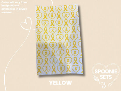 Awareness Ribbon Tubie Tape: Pink, Green, Yellow, Purple, Blue, Orange-8-TPE-4X6-021-004-Yellow-4 x 6 Inches-Spoonie Sets