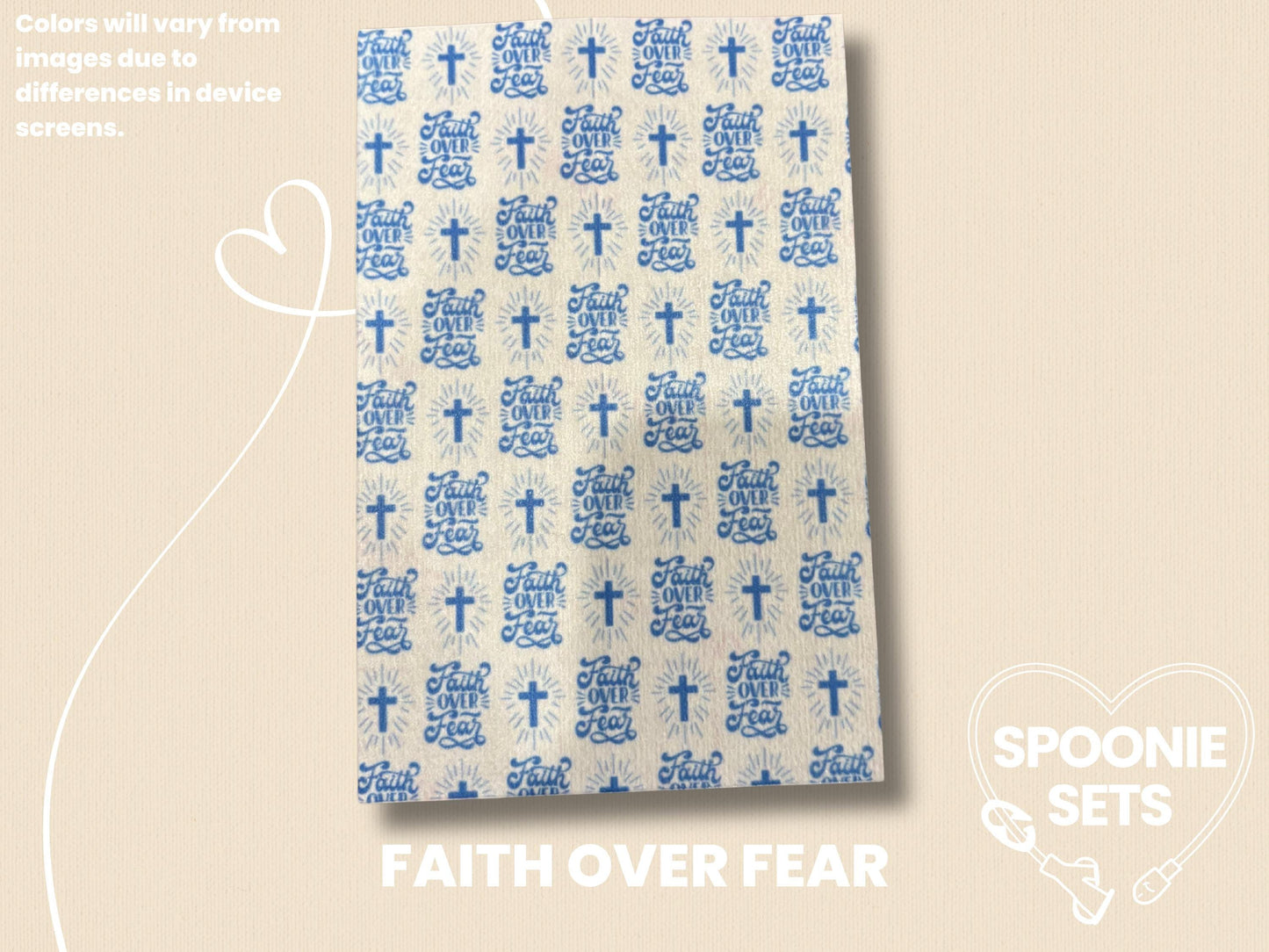 Faith Printed Tubie Tape: Crosses, Doves, Sheep for NG/NJ Feeding Tube & Central Line-6-TPE-4X6-017-003-Faith Over Fear-4 x 6 Inches-Spoonie Sets