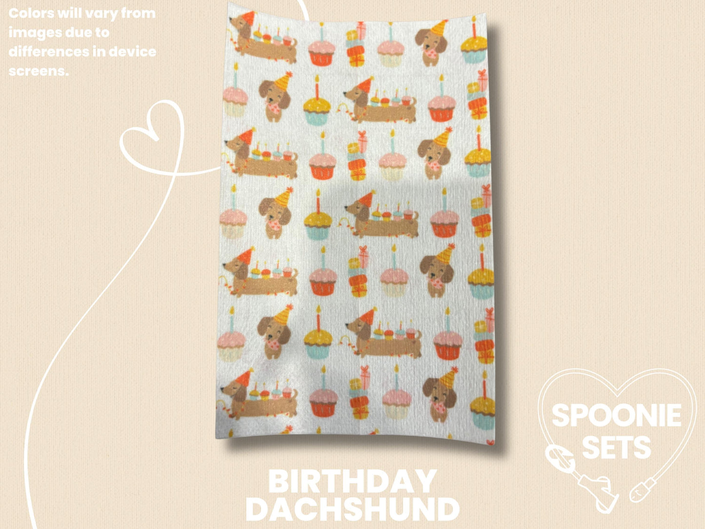 Birthday Tubie Tape: Dachshunds, Party, Cats for NG/NJ Feeding Tube/Central Line-3-TPE-4X6-011-001-Birthday Dachshund-4 x 6 Inches-Spoonie Sets