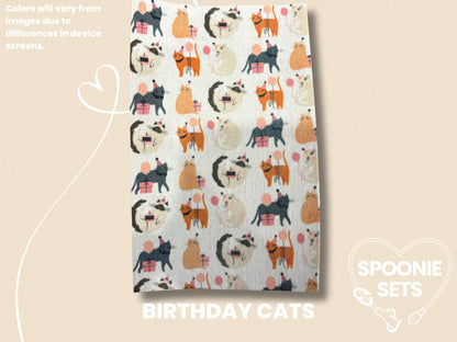 Birthday Tubie Tape: Dachshunds, Party, Cats for NG/NJ Feeding Tube/Central Line-5-TPE-4X6-011-002-Birthday Cats-4 x 6 Inches-Spoonie Sets