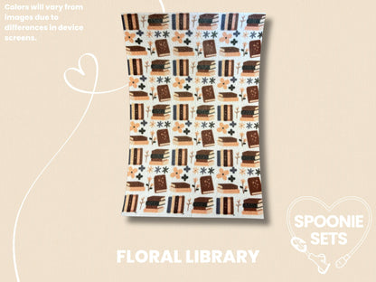 Reading Collection Tubie Tape: Floral Library, Books, Cats-3-TPE-4X6-003-001-Floral Library-4 x 6 Inches-Spoonie Sets