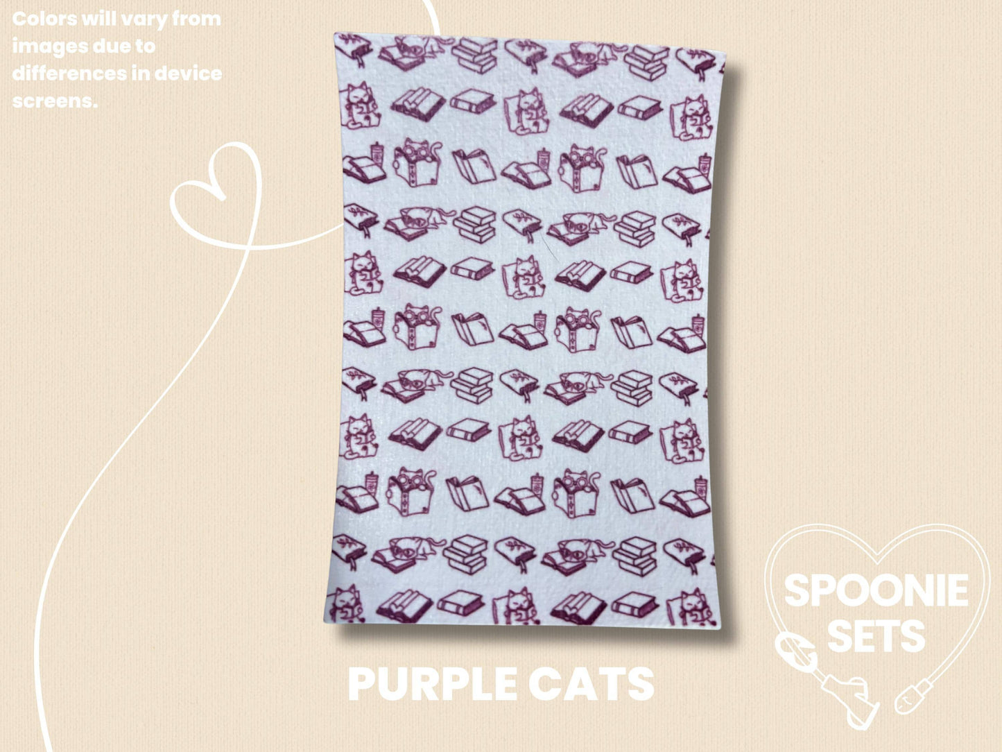 Reading Collection Tubie Tape: Floral Library, Books, Cats-6-TPE-4X6-003-004-Purple Cats-4 x 6 Inches-Spoonie Sets