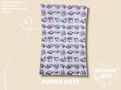 Reading Collection Tubie Tape: Floral Library, Books, Cats-6-TPE-4X6-003-004-Purple Cats-4 x 6 Inches-Spoonie Sets