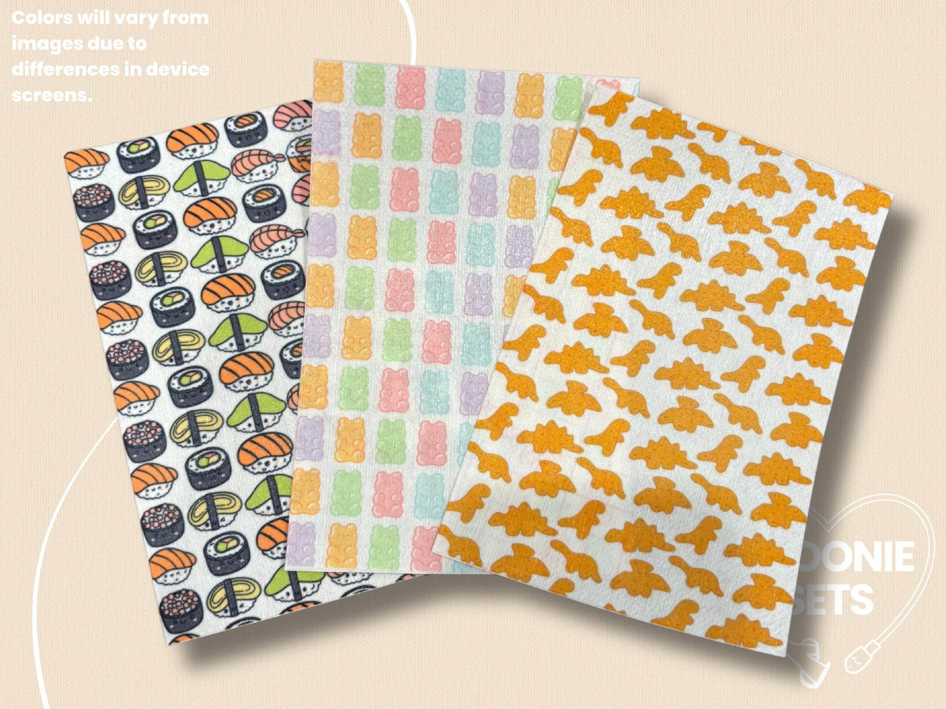 Printed Tubie Tape: Snack Collection Dinosaur Nuggets and Gummy Bears for Feeding Tubes-1-Spoonie Sets