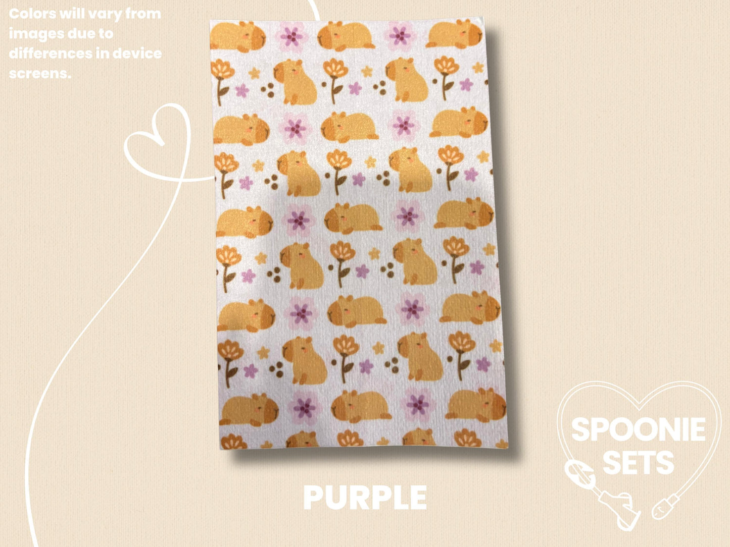 Capybara Tubie Tape: Feeding Tube & Central Line Decoration-3-TPE-4X6-006-003-Purple-4 x 6 Inches-Spoonie Sets