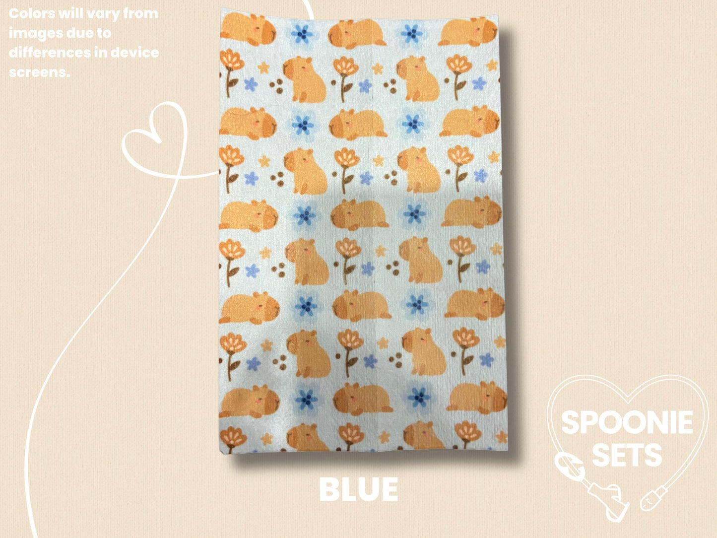 Capybara Tubie Tape: Feeding Tube & Central Line Decoration-4-TPE-4X6-006-001-Blue-4 x 6 Inches-Spoonie Sets