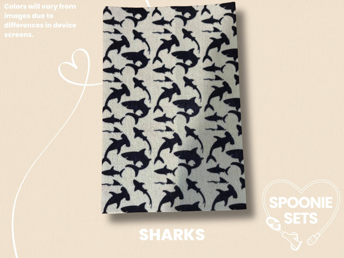 Sea Life Tubie Tape: Turtles, Sharks, Octopuses for NG/NJ Feeding Tube/Central Line-4-TPE-4X6-010-002-Sharks-4 x 6 Inches-Spoonie Sets