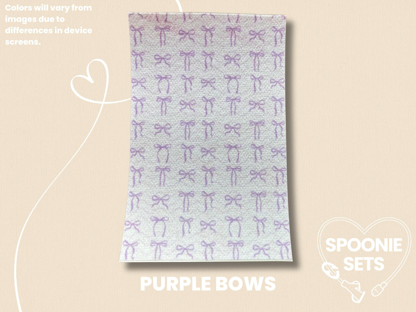 Coquette Tubie Tape: Pink, Purple, Blue, Black, Green Bows - Decorative Feeding Tube Tape-7-TPE-4X6-009-003-Purple Bows-4 x 6 Inches-Spoonie Sets