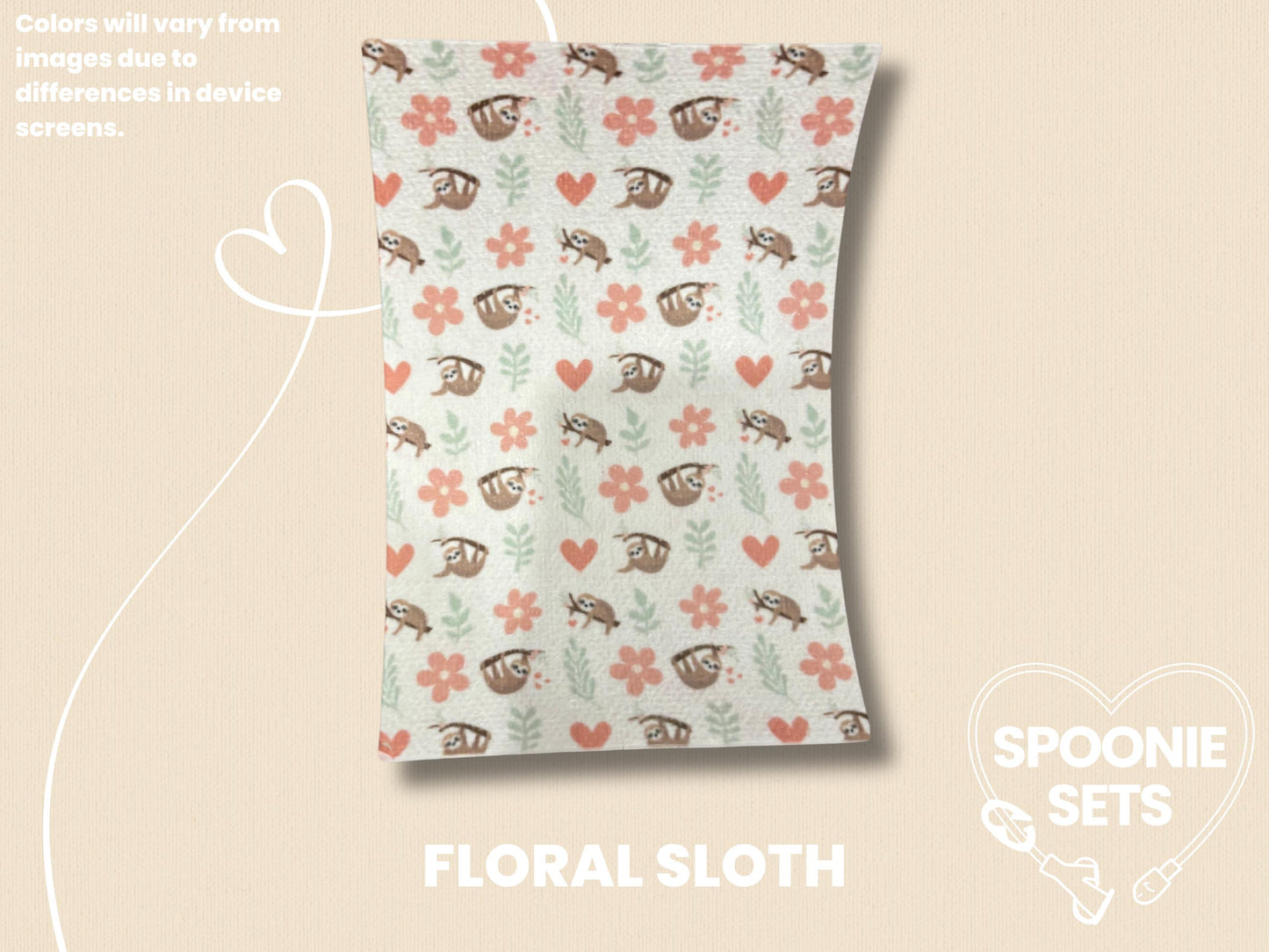 Sloth Printed Tubie Tape: Floral, Party for NG/NJ Feeding Tube, Central Line-4-TPE-4X6-012-002-Floral Sloth-4 x 6 Inches-Spoonie Sets