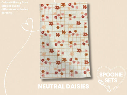 Floral Tubie Tape: Pink Tulips, Neutral Daisies, Wildflowers - Decorative Tape for Feeding Tubes-3-TPE-4X6-001-004-Neutral Daisies-4 x 6 Inches-Spoonie Sets