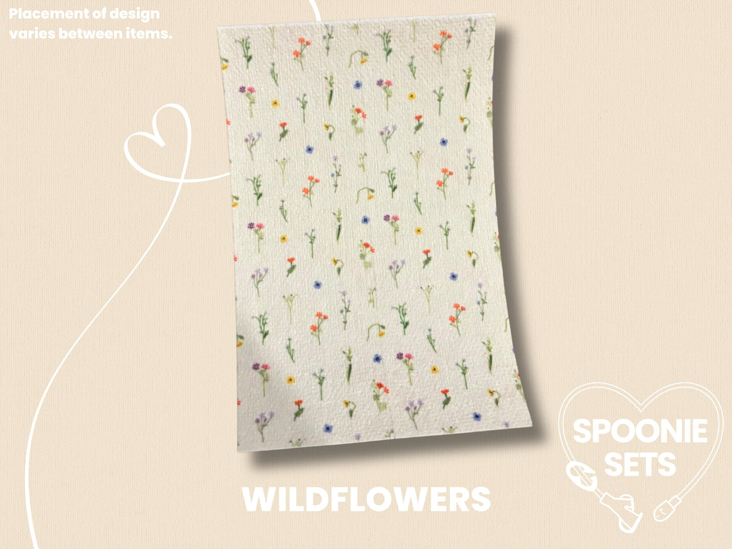 Floral Tubie Tape: Pink Tulips, Neutral Daisies, Wildflowers - Decorative Tape for Feeding Tubes-6-TPE-4X6-001-001-Wildflowers-4 x 6 Inches-Spoonie Sets