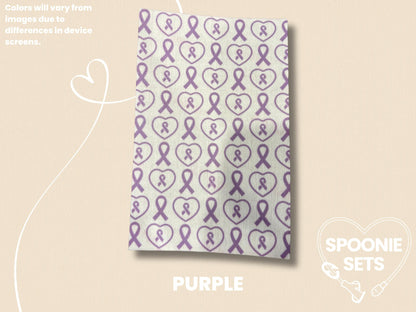 Awareness Ribbon Tubie Tape: Pink, Green, Yellow, Purple, Blue, Orange-4-TPE-4X6-021-002-Purple-4 x 6 Inches-Spoonie Sets