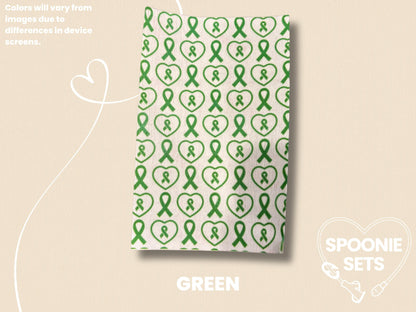 Awareness Ribbon Tubie Tape: Pink, Green, Yellow, Purple, Blue, Orange-3-TPE-4X6-021-006-Green-4 x 6 Inches-Spoonie Sets