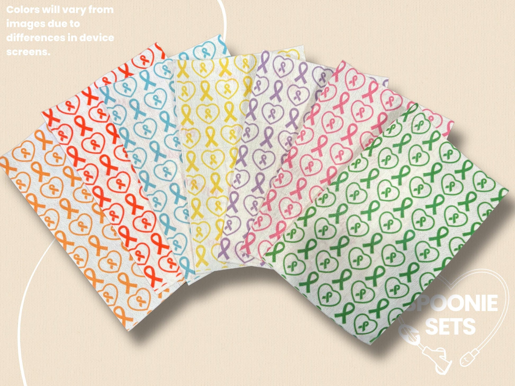 Awareness Ribbon Tubie Tape: Pink, Green, Yellow, Purple, Blue, Orange-1-Spoonie Sets