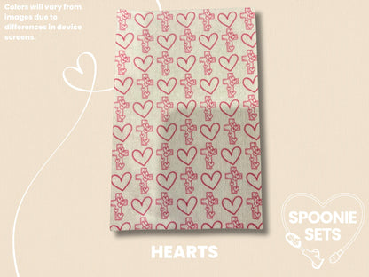 Faith Printed Tubie Tape: Crosses, Doves, Sheep for NG/NJ Feeding Tube & Central Line-4-TPE-4X6-017-002-Hearts-4 x 6 Inches-Spoonie Sets