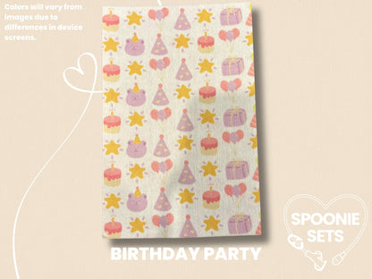 Birthday Tubie Tape: Dachshunds, Party, Cats for NG/NJ Feeding Tube/Central Line-4-TPE-4X6-011-003-Birthday Party-4 x 6 Inches-Spoonie Sets