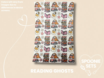 Reading Collection Tubie Tape: Floral Library, Books, Cats-5-TPE-4X6-003-003-Reading Ghosts-4 x 6 Inches-Spoonie Sets