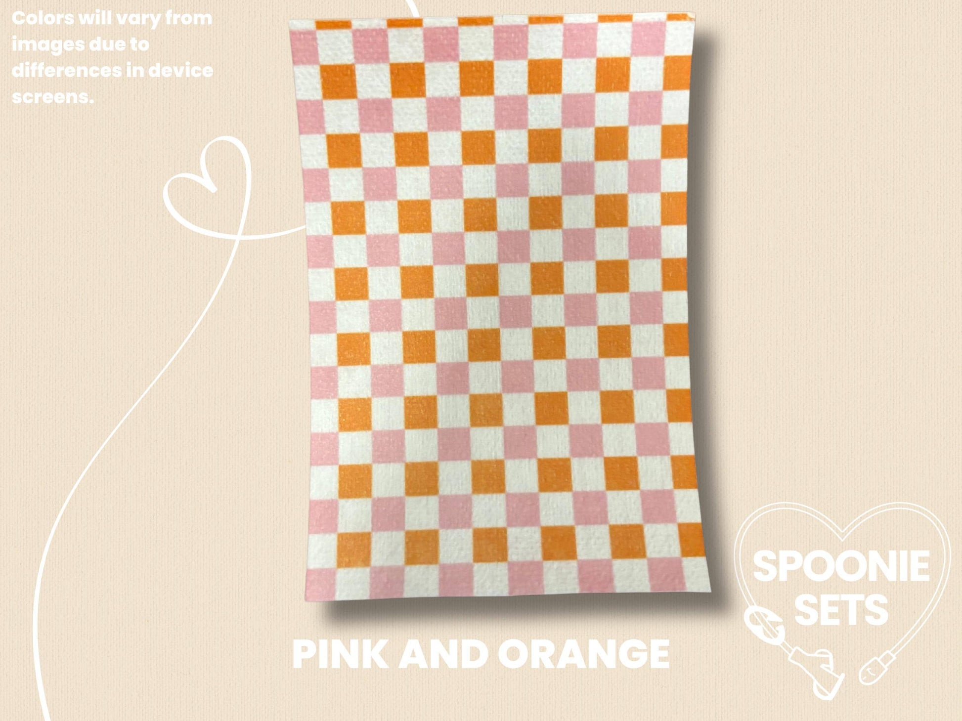 Checkered Print Tubie Tape: Pink, Purple, Green, Blue, Beige for Feeding Tube & Central Line-3-TPE-4X6-007-001-Pink and Orange-4 x 6 Inches-Spoonie Sets