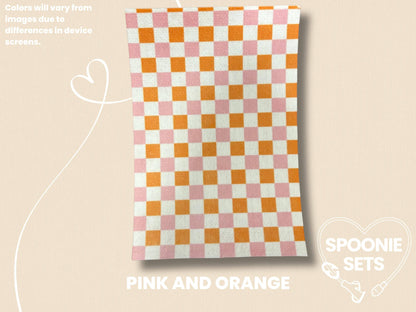 Checkered Print Tubie Tape: Pink, Purple, Green, Blue, Beige for Feeding Tube & Central Line-3-TPE-4X6-007-001-Pink and Orange-4 x 6 Inches-Spoonie Sets