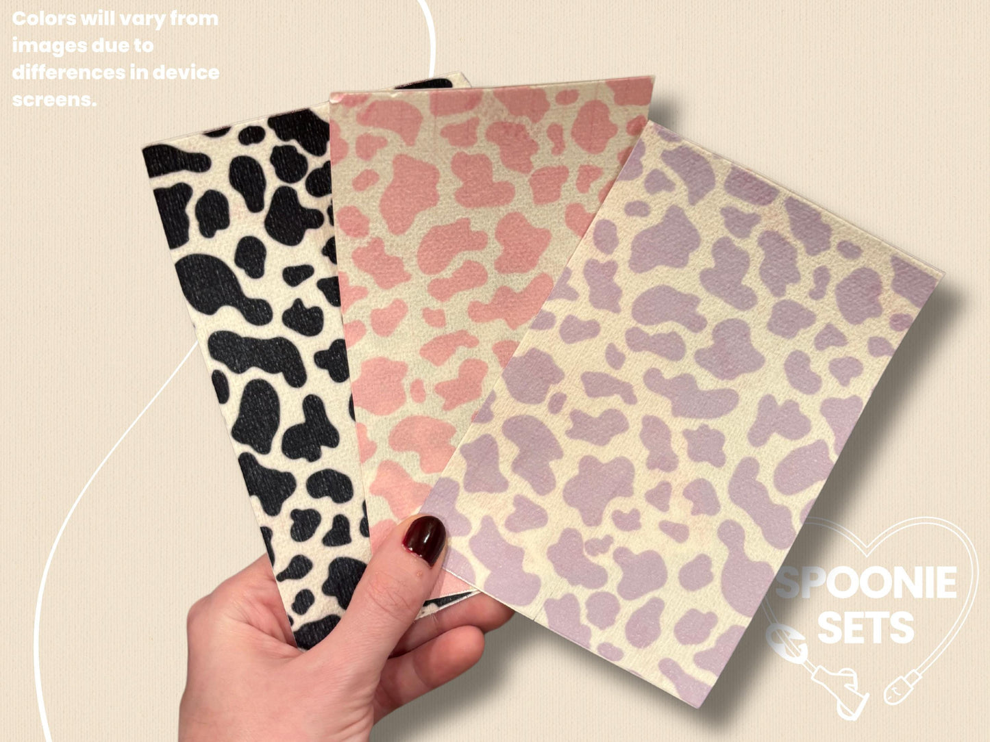 Cow Animal Print Tubie Tape: Pink, Purple, Black - Decorative Tape for Feeding Tubes-1-Spoonie Sets