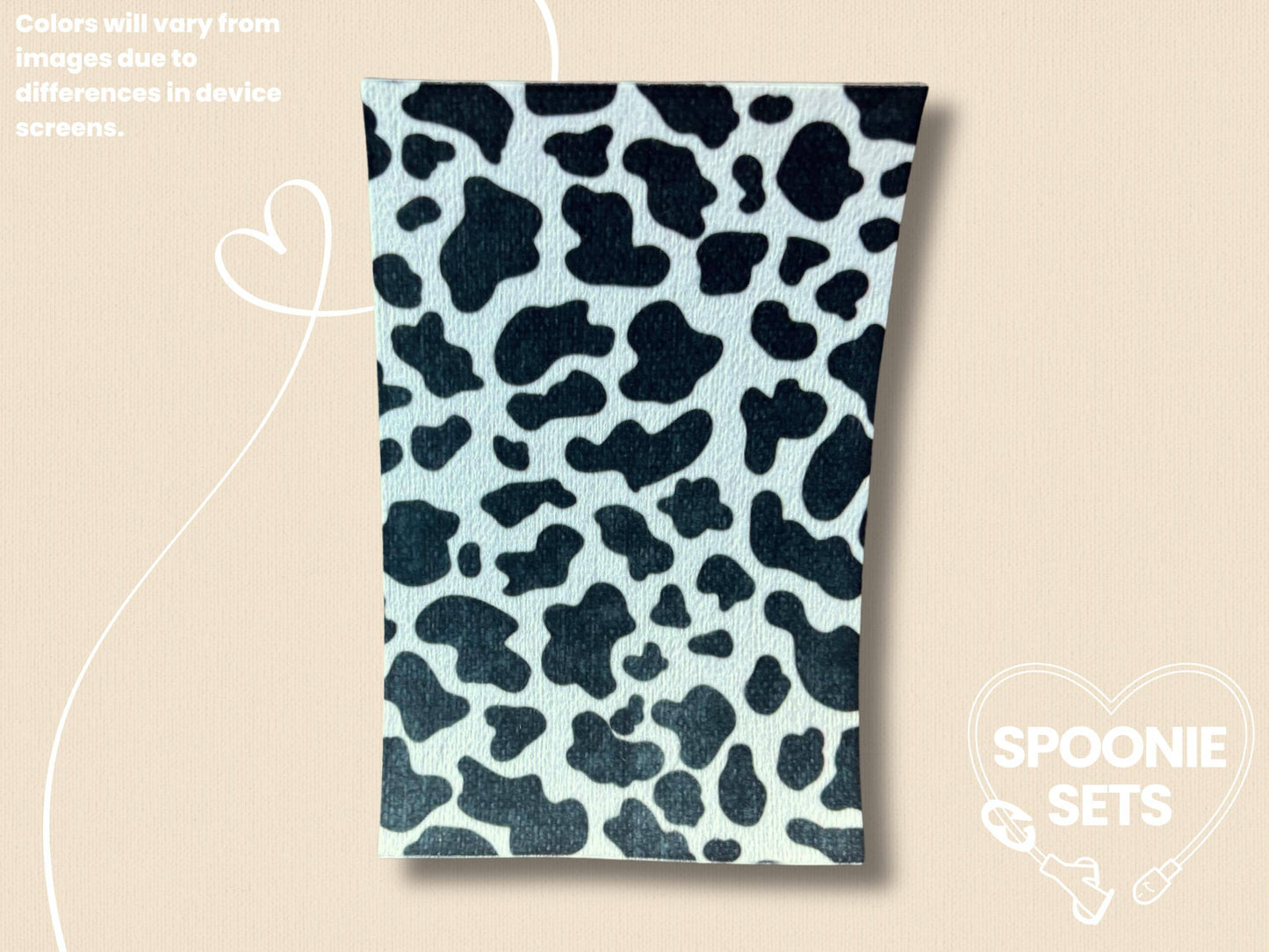 Cow Animal Print Tubie Tape: Pink, Purple, Black - Decorative Tape for Feeding Tubes-5-TPE-4X6-022-003-Black-4 x 6 Inches-Spoonie Sets