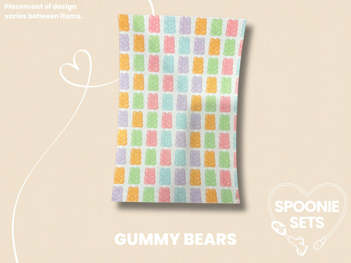 Printed Tubie Tape: Snack Collection Dinosaur Nuggets and Gummy Bears for Feeding Tubes-5-TPE-4X6-002-003-Gummy Bears-4 x 6 Inches-Spoonie Sets