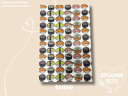 Printed Tubie Tape: Snack Collection Dinosaur Nuggets and Gummy Bears for Feeding Tubes-4-TPE-4X6-002-002-Sushi-4 x 6 Inches-Spoonie Sets