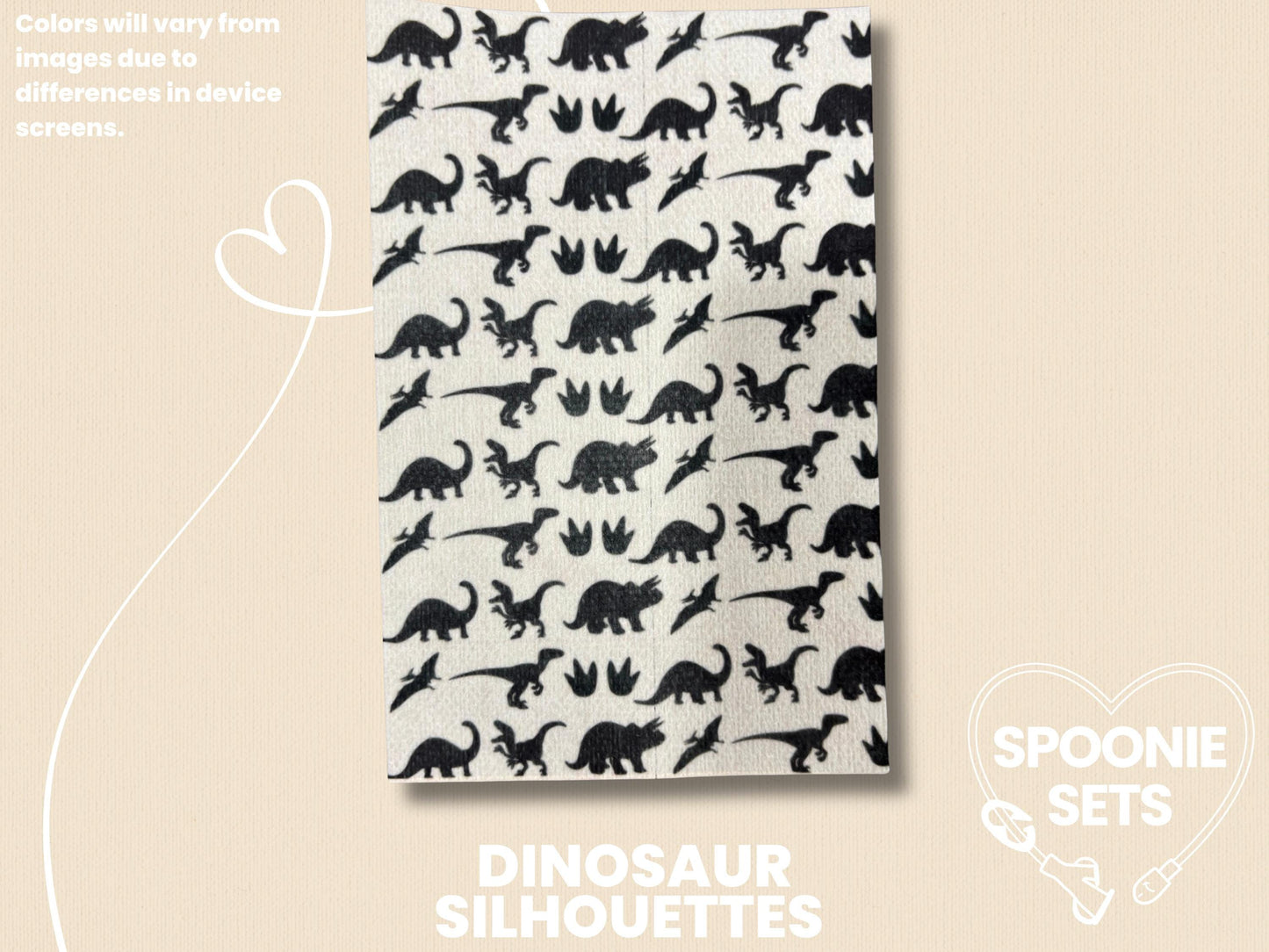 Dinosaur Tubie Tape: Decorative NG/NJ Feeding Tube and Central Line Tape-5-TPE-4X6-025-002-Dinosaur Silhouettes-4 x 6 Inches-Spoonie Sets