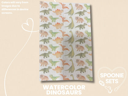 Dinosaur Tubie Tape: Decorative NG/NJ Feeding Tube and Central Line Tape-4-TPE-4X6-025-003-Watercolor Dinosaurs-4 x 6 Inches-Spoonie Sets