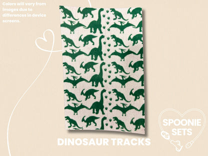 Dinosaur Tubie Tape: Decorative NG/NJ Feeding Tube and Central Line Tape-3-TPE-4X6-025-001-Dinosaur Tracks-4 x 6 Inches-Spoonie Sets