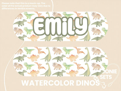 Dinosaur Feeding Tube Pump Sticker: Watercolor Dino, Dinosaur Tracks