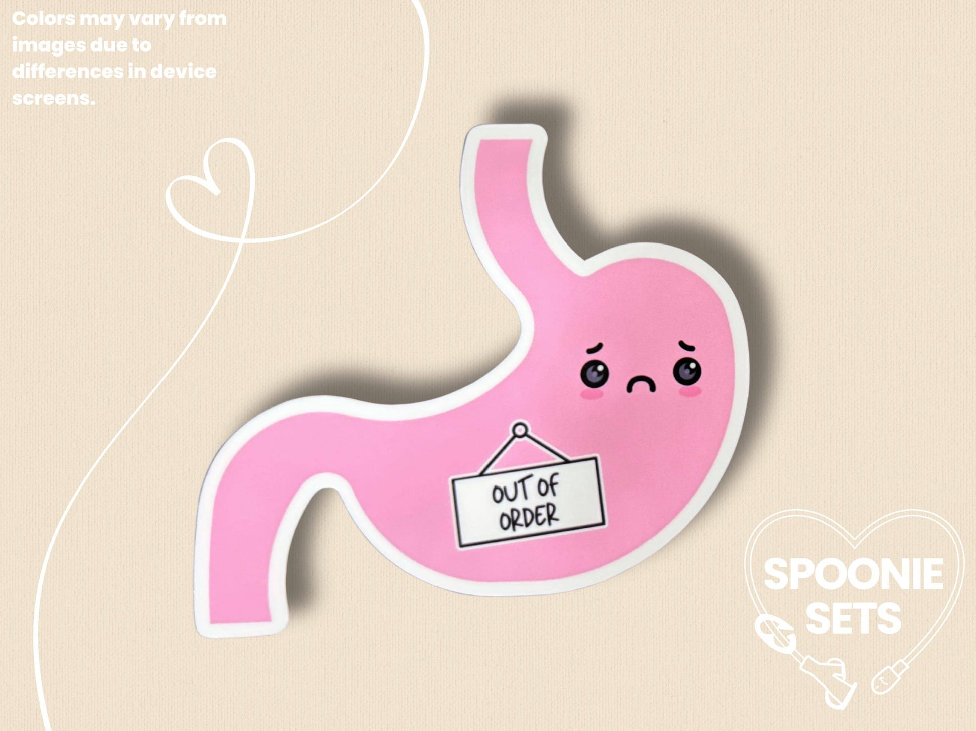 Out of Order Stomach Sticker: Chronic Illness Awareness Decal-2-STK-GLO-005-002-Glossy-Spoonie Sets