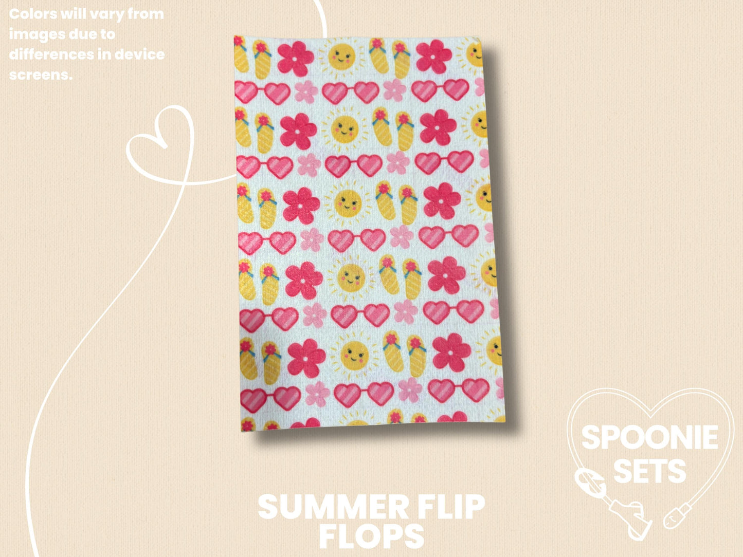 Summer Tubie Tape Collection: Floral, Seashells, Flip Flops-3-TPE-4X6-029-001-Summer Flip Flops-4 x 6 Inches-Spoonie Sets