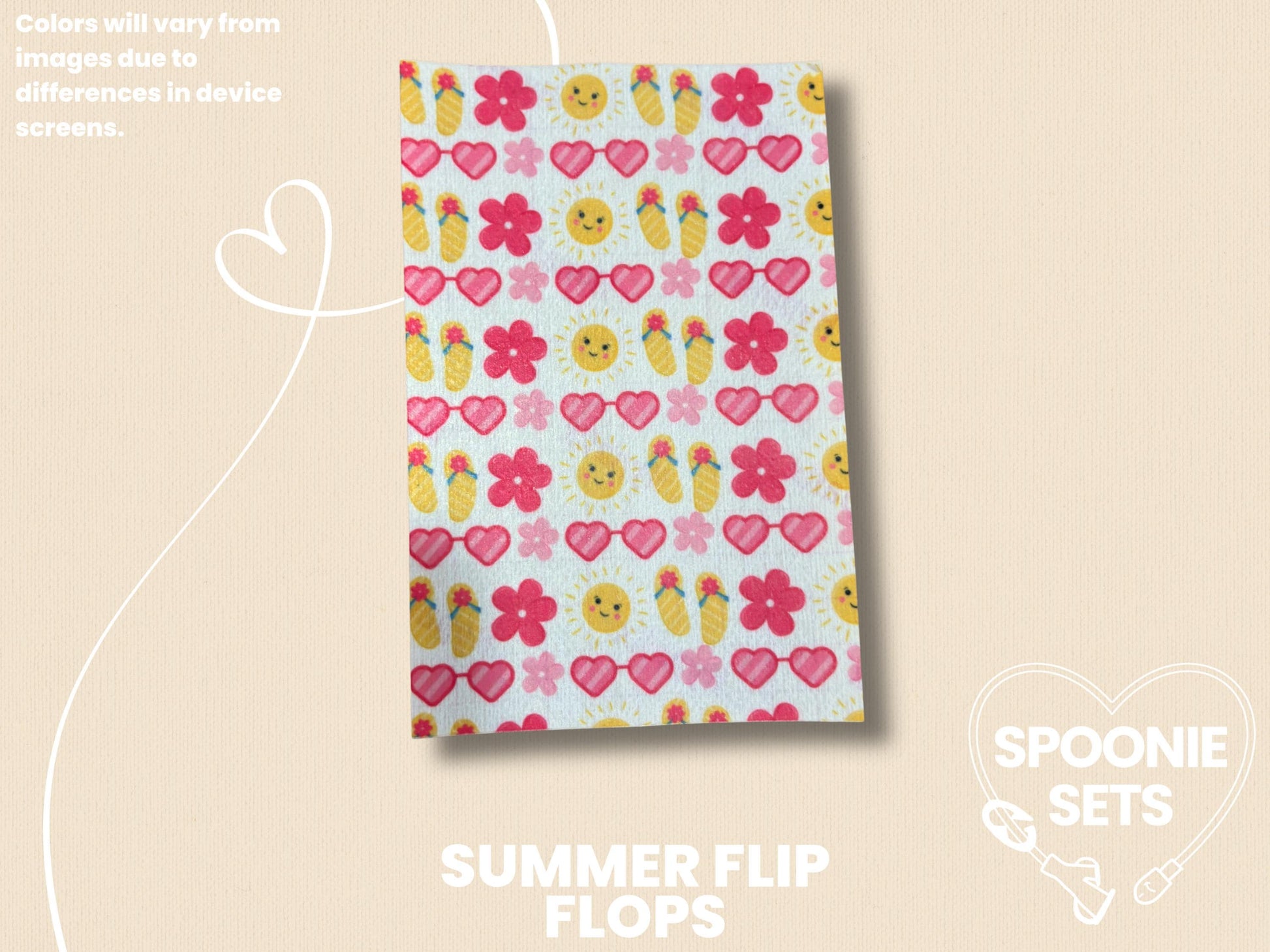Summer Tubie Tape Collection: Floral, Seashells, Flip Flops-3-TPE-4X6-029-001-Summer Flip Flops-4 x 6 Inches-Spoonie Sets