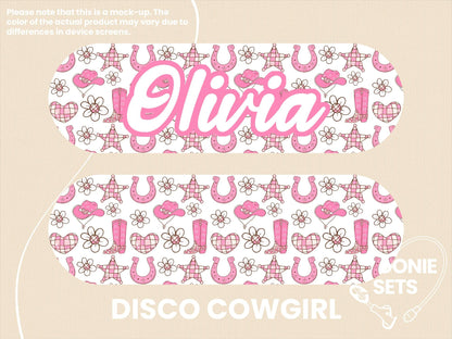 Western Feeding Tube TPN Pump Sticker: Disco Cowgirl, Bows, Boots