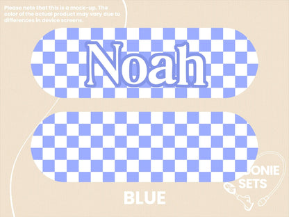 Feeding Tube TPN Pump Sticker: Checkered Designs - Pink, Purple, Blue, Green, Beige