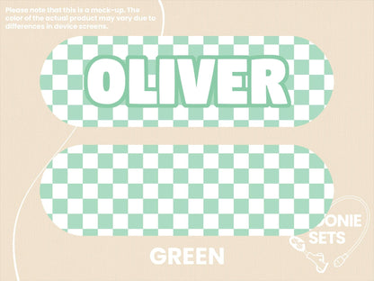 Feeding Tube TPN Pump Sticker: Checkered Designs - Pink, Purple, Blue, Green, Beige