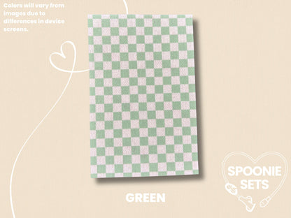 Checkered Print Tubie Tape: Pink, Purple, Green, Blue, Beige for Feeding Tube & Central Line-8-TPE-4X6-007-006-Green-4 x 6 Inches-Spoonie Sets