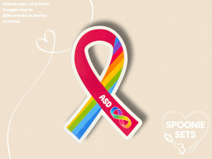 Autism Awareness Ribbon Sticker: ASD Advocacy Decal-2-STK-GLO-001-013-Glossy-Spoonie Sets
