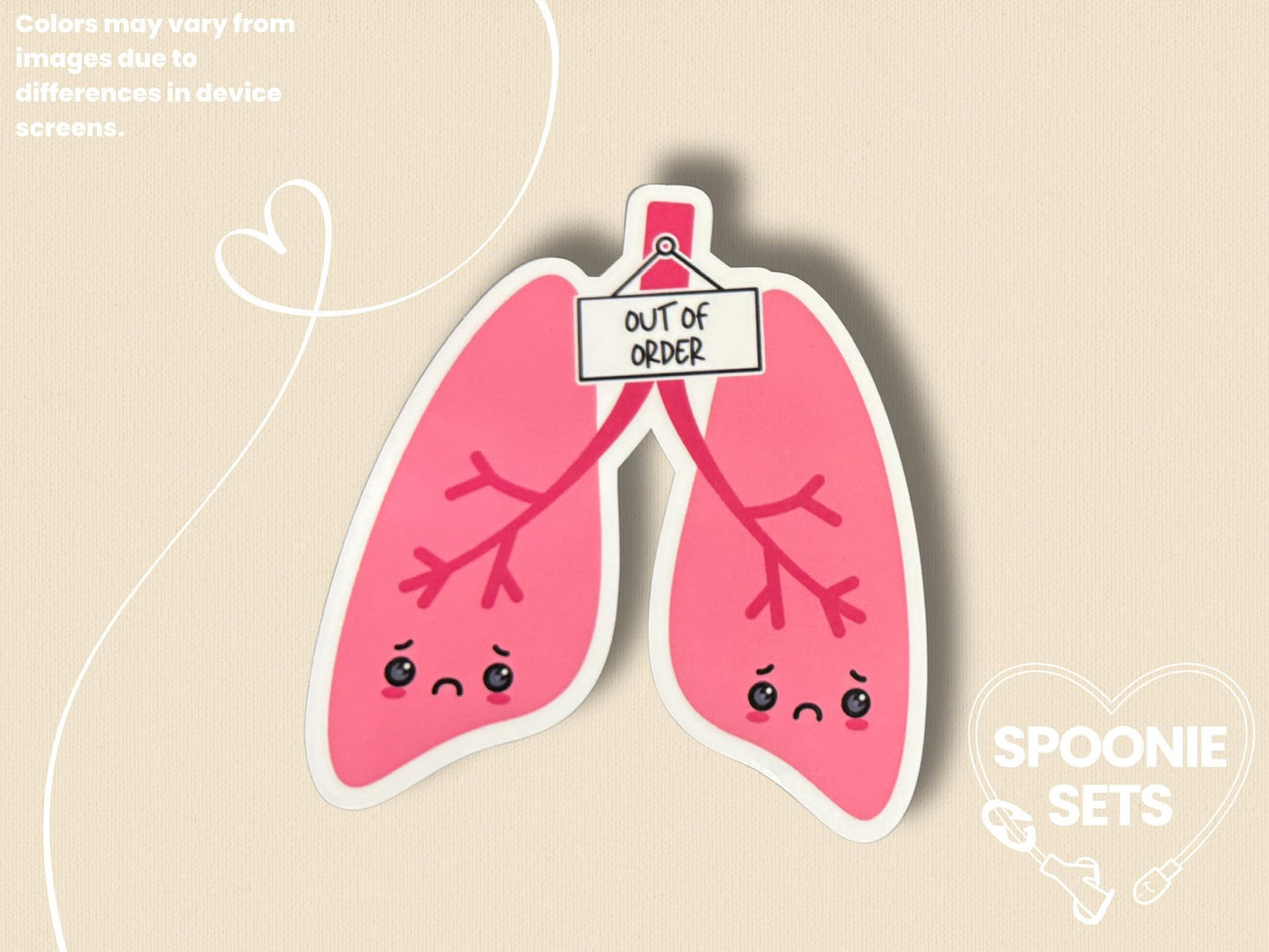 Out of Order Lungs Sticker: Chronic Illness Lung Disease Awareness-2-STK-GLO-005-003-Glossy-Spoonie Sets